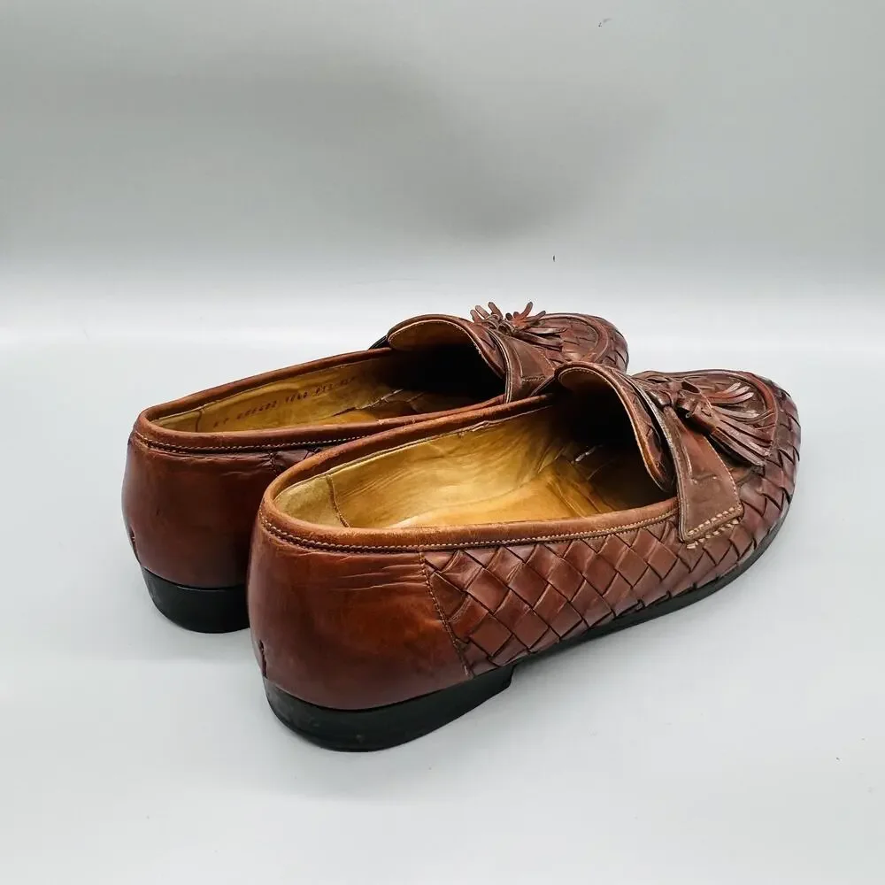 Cole Haan Shoes Mens 10.5 Brown Leather Collection Woven Tassel Loafers Dress